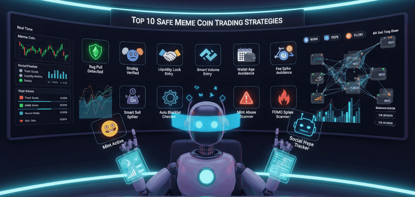 Top 10 Strategies for Safe Meme Coin Trading (That Our Bot Automates) (1) Top 10 Strategies for Safe Meme Coin Trading (That Our Bot Automates) (1)